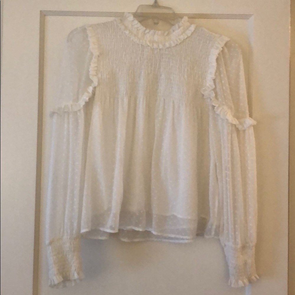 White blouse with Swiss dots and beautiful detail